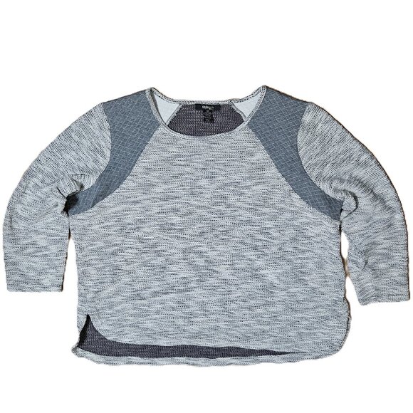 Plus Size Textured Cotton Blend Curved Hem Sweater - Picture 4 of 13